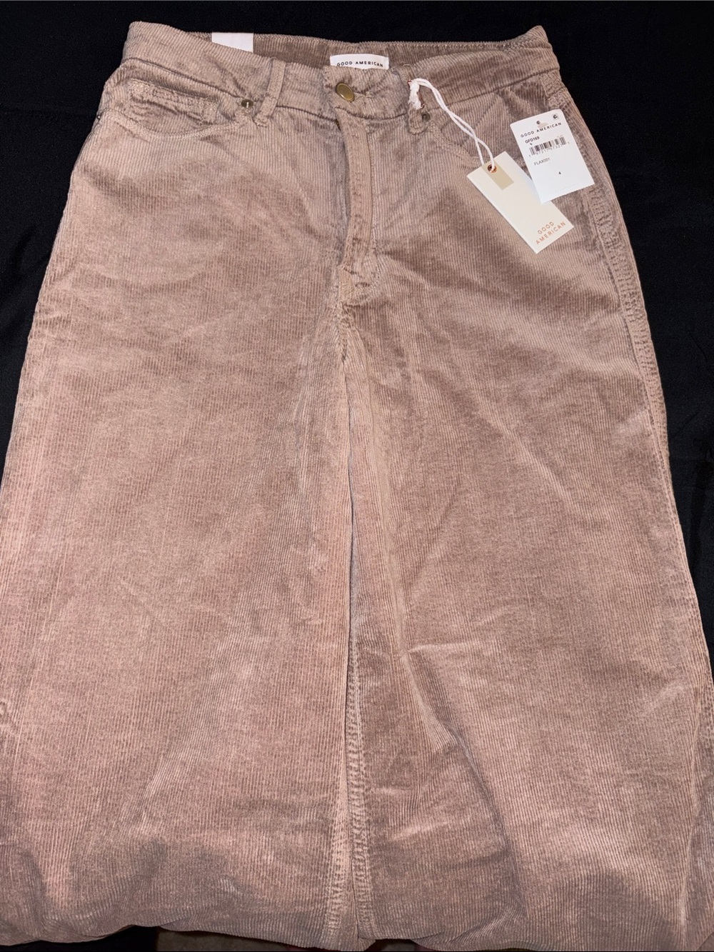 NWT Good American Good Skate Taupe Corduroys